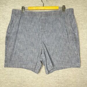 LANDS' END Mid Rise Elastic Waist Pull On Shorts Size 18W Chambray Denim Bermuda
